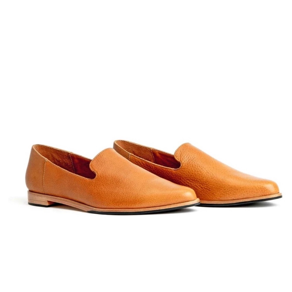 Portland leather flats in camel